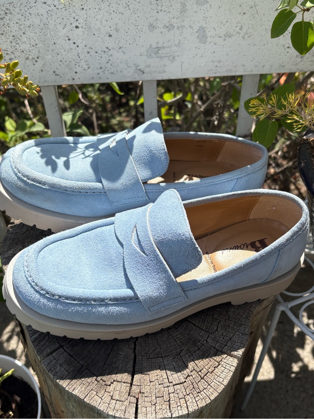 Ladies Browns Blue Loafers Shoes Made In Italy